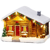 Lumineo 12cm LED Christmas Village Cosy Log Cabin - Battery Operated