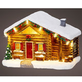Lumineo 12cm LED Christmas Village Cosy Log Cabin - Battery Operated
