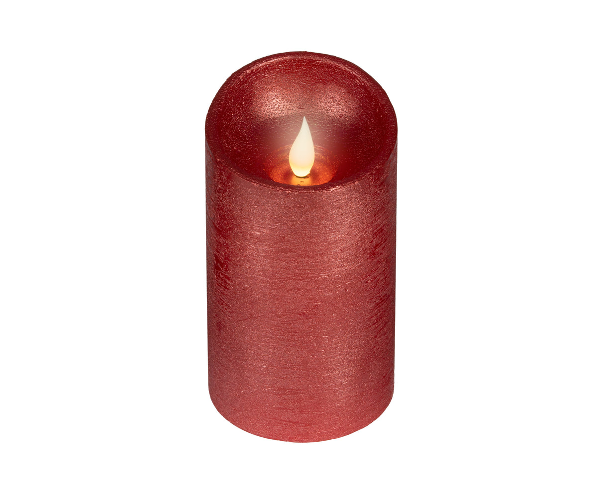 Lumineo 13.5cm LED Realistic Wax Candle - Warm White - Red - 480695