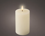 Lumineo 13.5cm LED Ribbed Realistic Wax Candle - Warm White - Cream - 487536