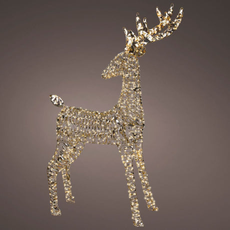 Lumineo 130cm Warm White LED Lit Gold Twist Frame Reindeer Decoration - 960 LEDs