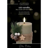 Lumineo 13cm Green LED Wick Candle with Leaves