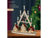 Lumineo 44cm LED Wooden House Scene Candle Bridge - Warm White - 485282