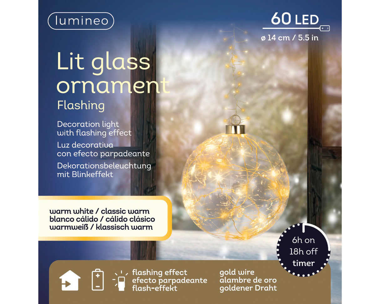 Lumineo 14cm Flashing Micro LED Hanging Ball - Warm White/Classic Warm - 480032