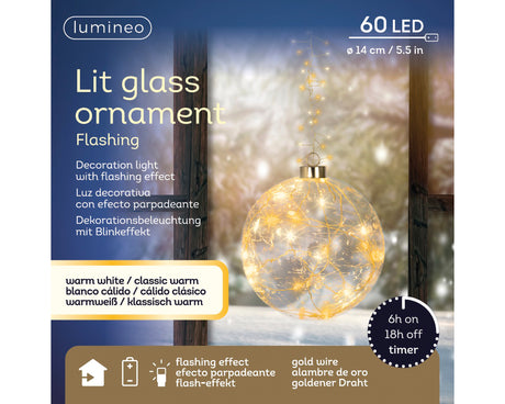 Lumineo 14cm Flashing Micro LED Hanging Ball - Warm White/Classic Warm - 480032