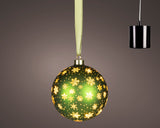 Lumineo 14cm Micro LED Rotating Bauble Hanging Decoration - Green - Warm White