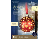Lumineo 14cm Micro LED Rotating Bauble Hanging Decoration - Red - Warm White - 481522