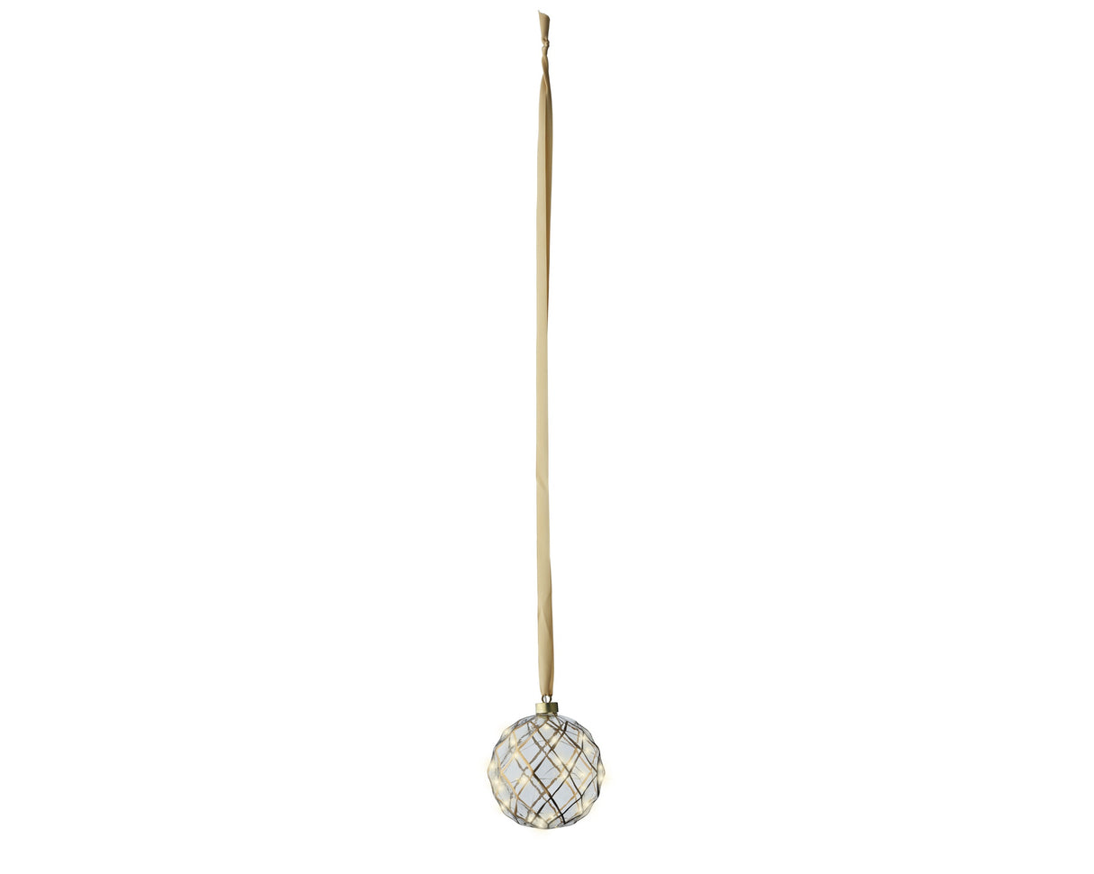 Lumineo 14cm Micro LED Stead Ball Clear Hanging Decoration - Warm White - 487581