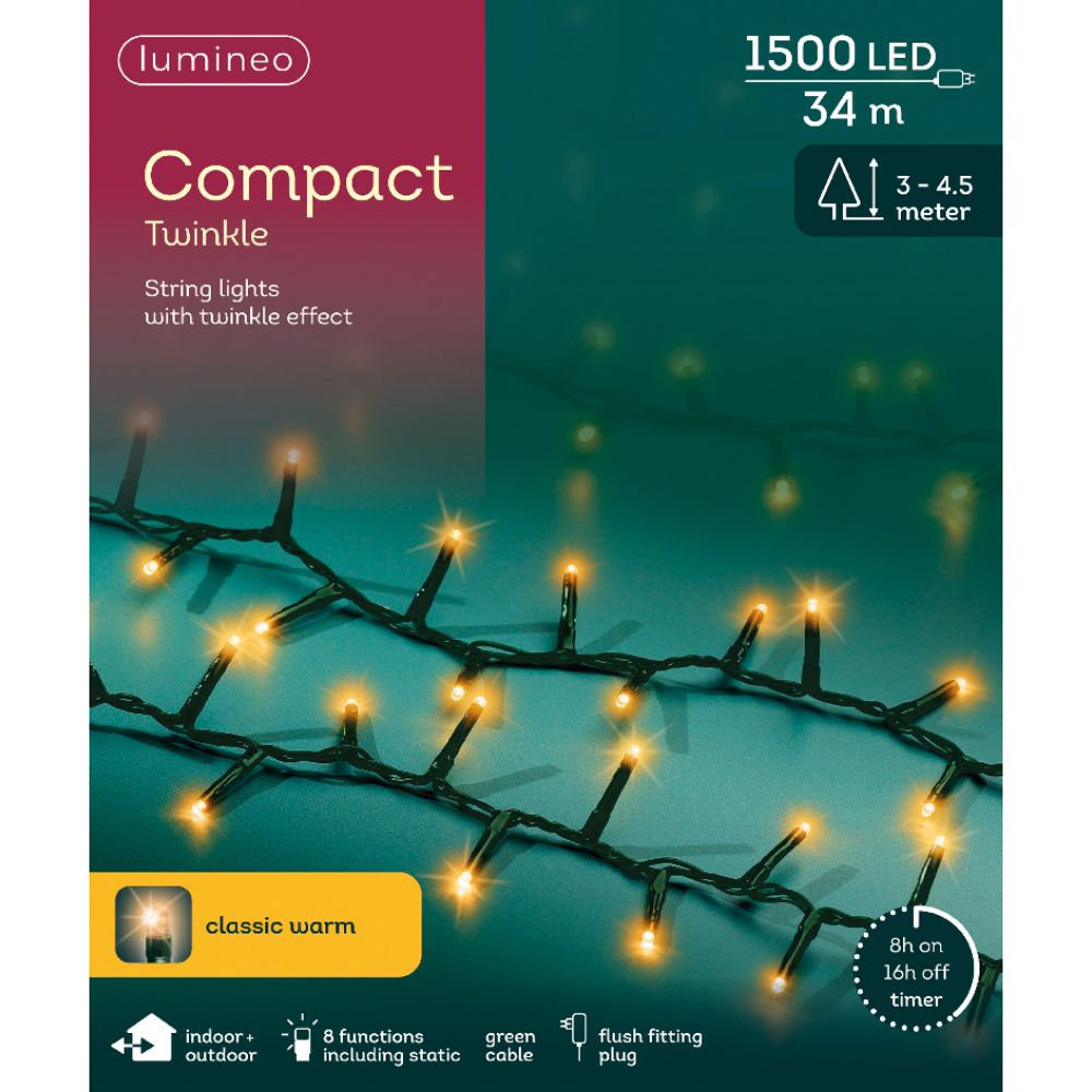 Lumineo 1500 Classic Warm LED Compact Christmas Lights (34m)