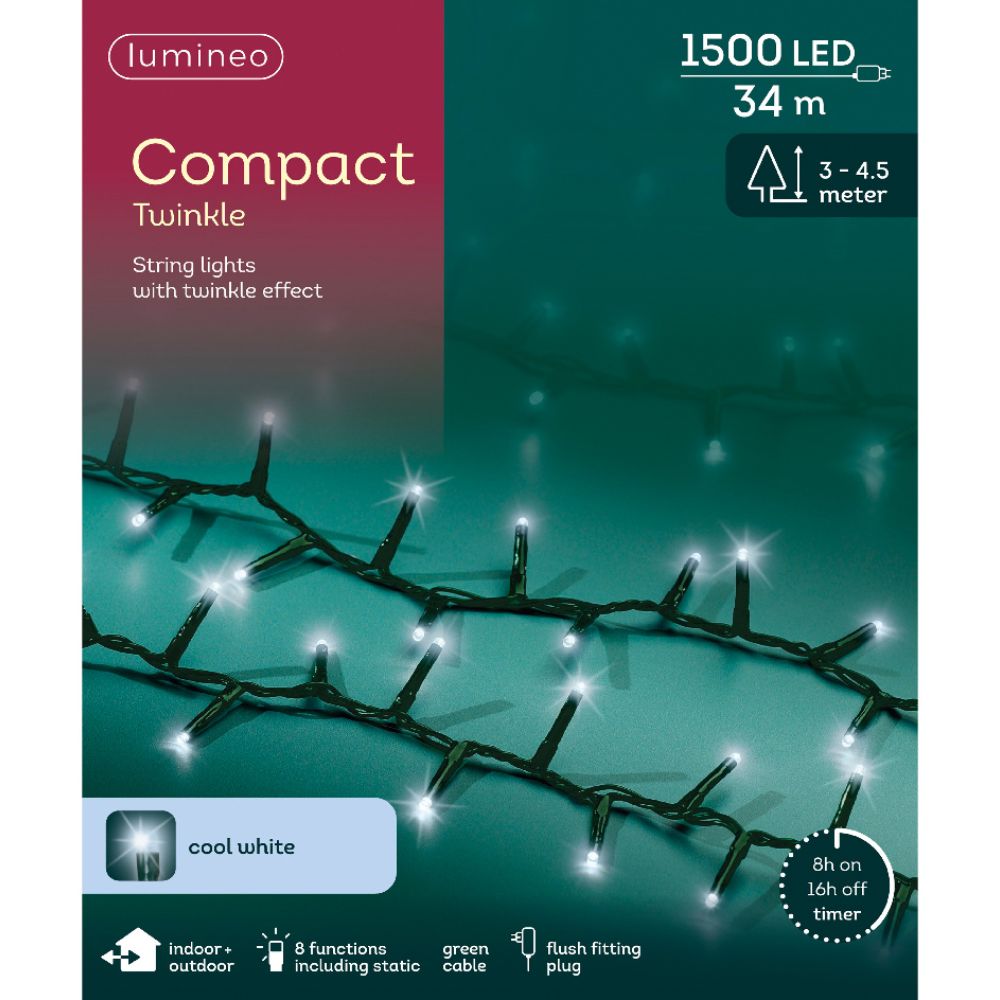 Lumineo 1500 Cool White LED Compact Christmas Lights (34m)