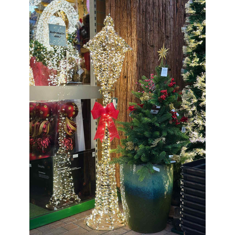 Lumineo 150cm Warm White LED Lit Gold Metal Frame Lantern Decoration