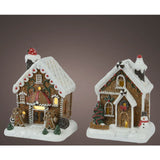 Lumineo 15cm LED Christmas Village Ginger Bread Houses (Choice of 2) - Battery Operated