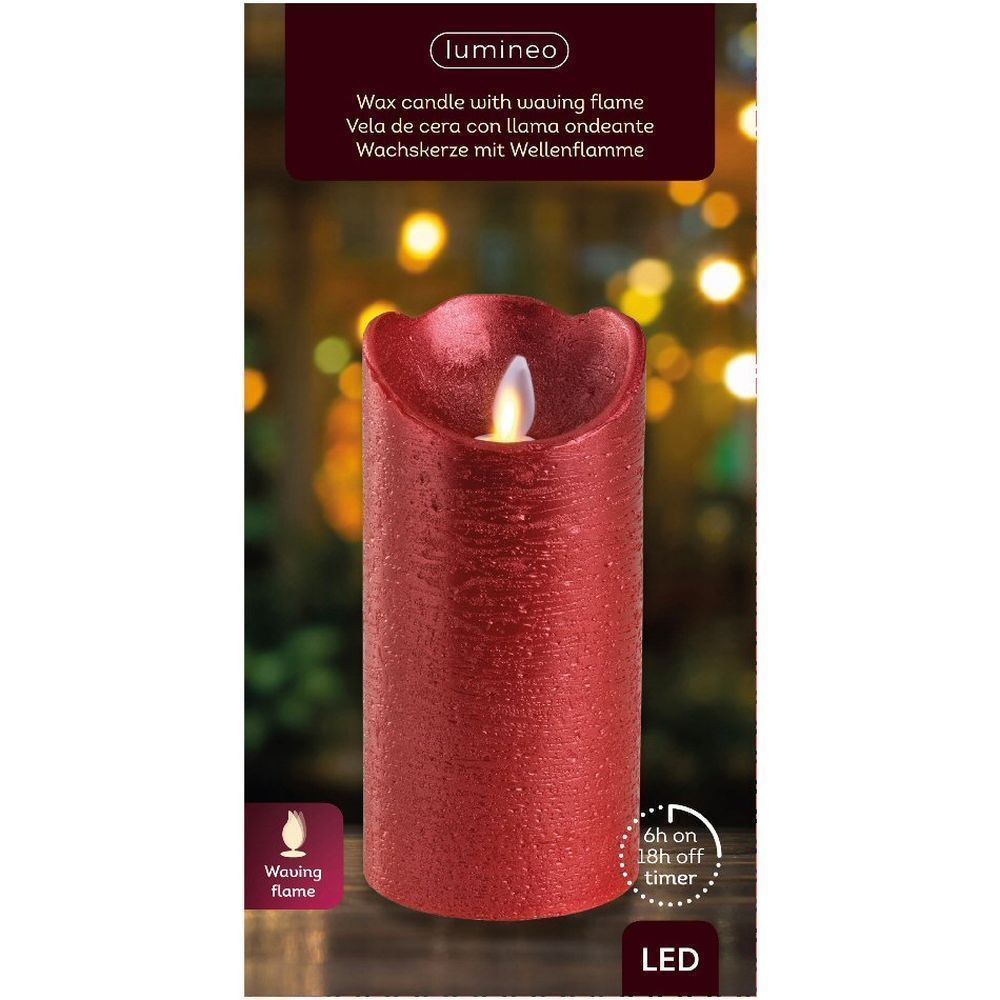 Lumineo 15cm LED Red Wax Waving Candle