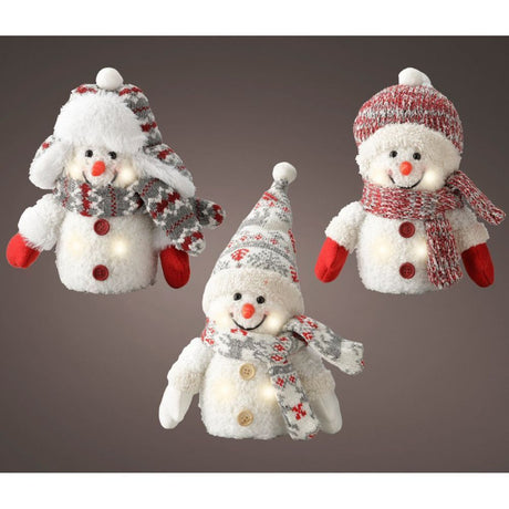 Lumineo 15cm LED Snowman with Hat & Scarf Decoration (Choice of 3)