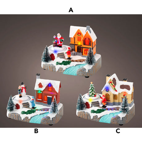 Lumineo 16cm LED Christmas Village House with Stream (Choice of 3)