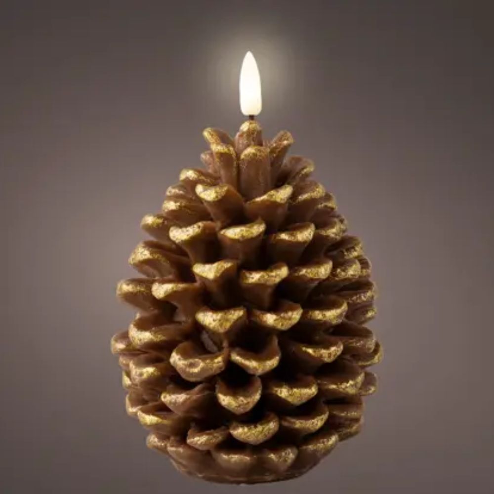 Lumineo 16cm LED Wick Candle Pinecone