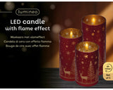 Lumineo 17.5cm LED Glass Christmas Scene Candle - Red - Warm White - 489795