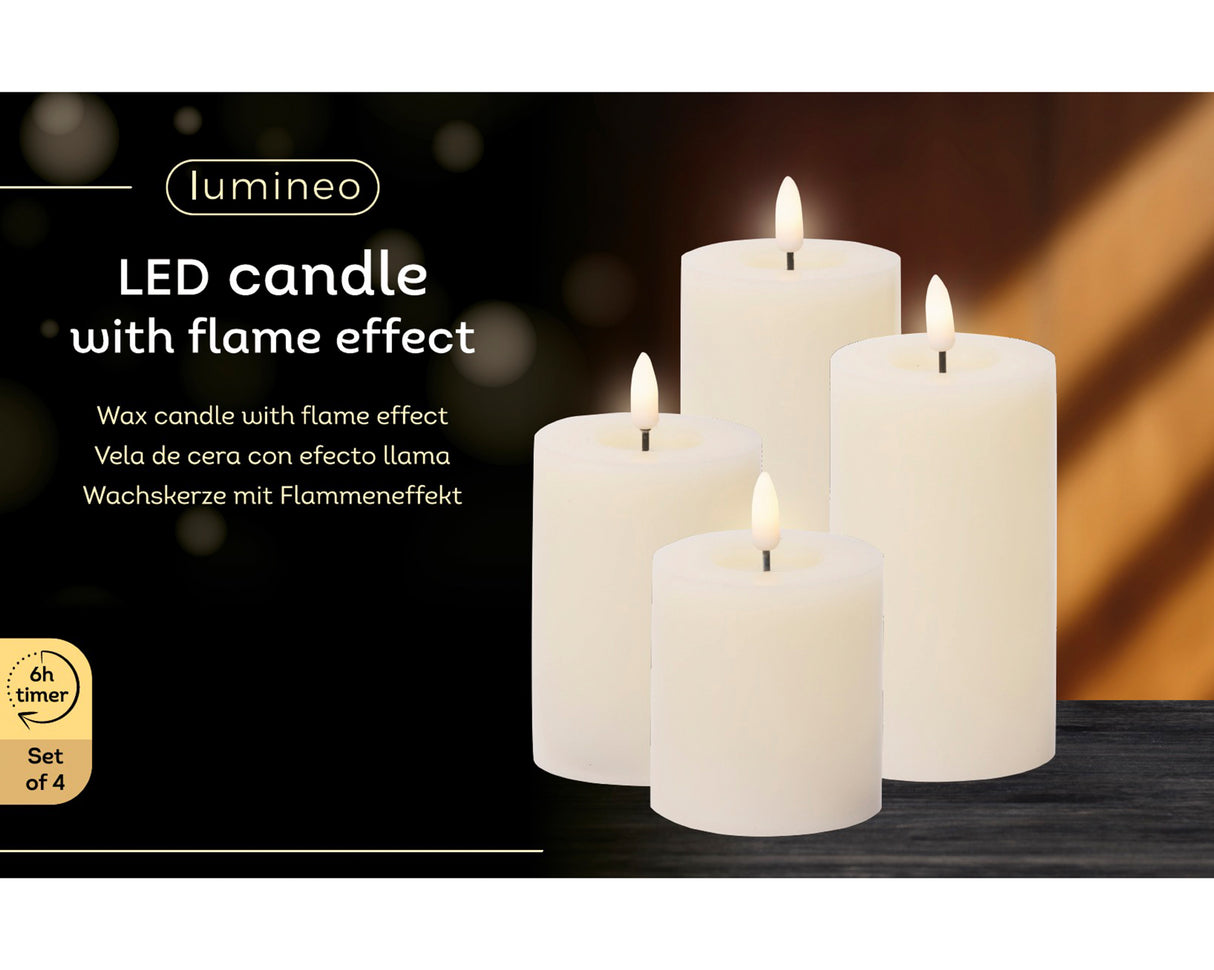 Lumineo 17.5cm LED Realistic Wick Wax Candle - Cream - 489328