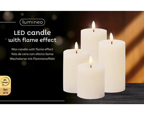 Lumineo 17.5cm LED Realistic Wick Wax Candle - Cream - 489328
