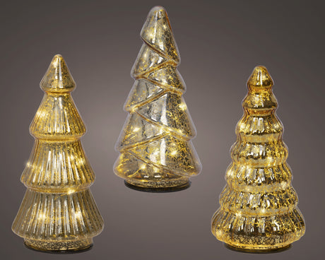 Lumineo 17.5cm Micro LED Steady Glass Tree - (Choice of 3) - Warm White - Gold - 489512