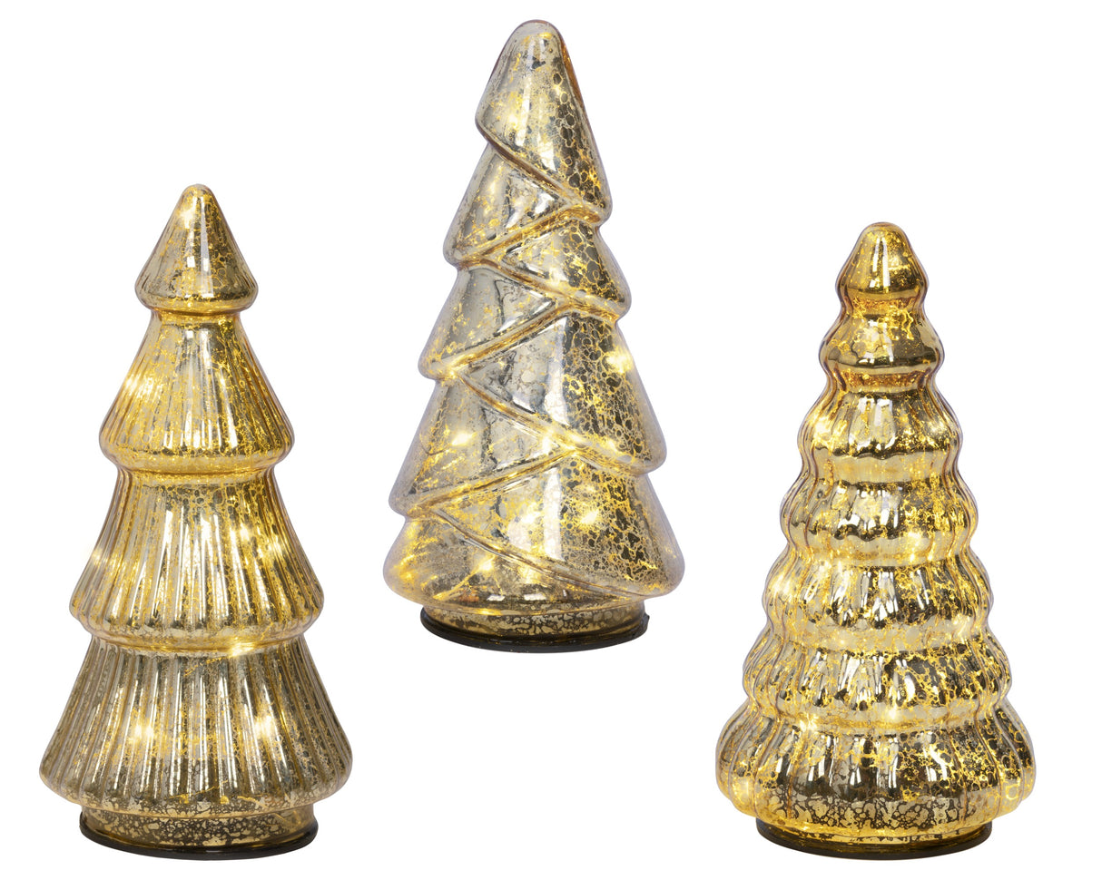 Lumineo 17.5cm Micro LED Steady Glass Tree - (Choice of 3) - Warm White - Gold - 489512