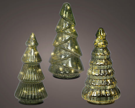 Lumineo 17.5cm Micro LED Steady Glass Tree - (Choice of 3) - Warm White - Green - 489513