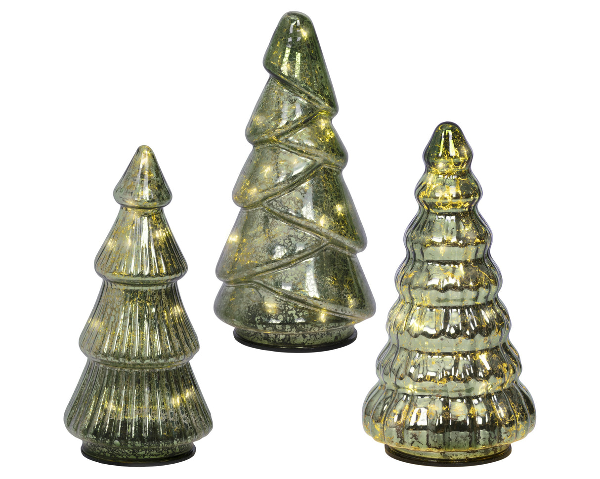 Lumineo 17.5cm Micro LED Steady Glass Tree - (Choice of 3) - Warm White - Green - 489513
