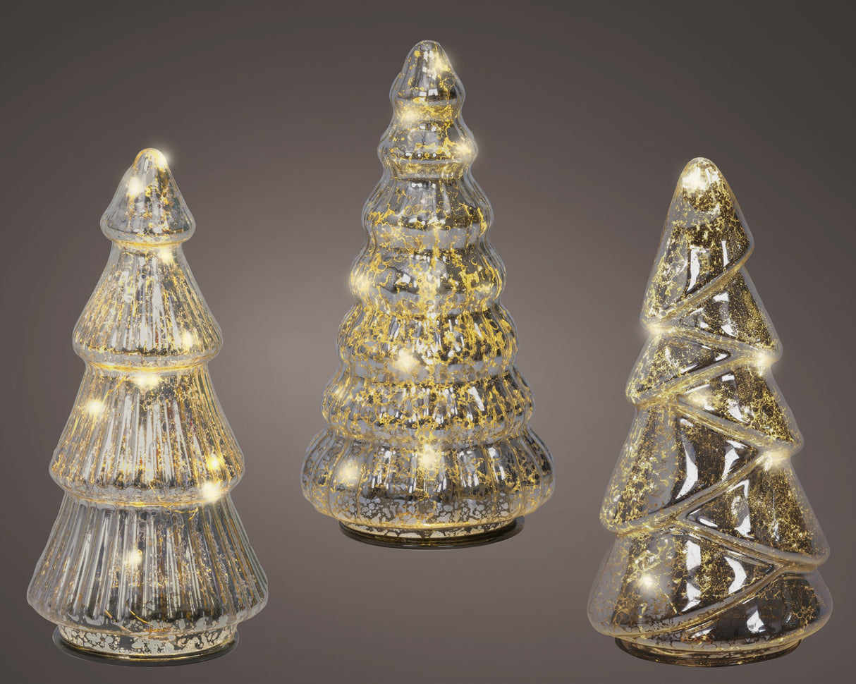 Lumineo 17.5cm Micro LED Steady Glass Tree - (Choice of 3) - Warm White - Silver - 489511