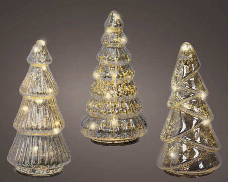 Lumineo 17.5cm Micro LED Steady Glass Tree - (Choice of 3) - Warm White - Silver - 489511