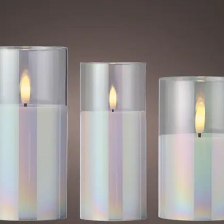 Lumineo 17cm Glass Cylinder LED Wick Candles