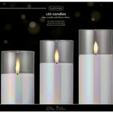 Lumineo 17cm Glass Cylinder LED Wick Candles