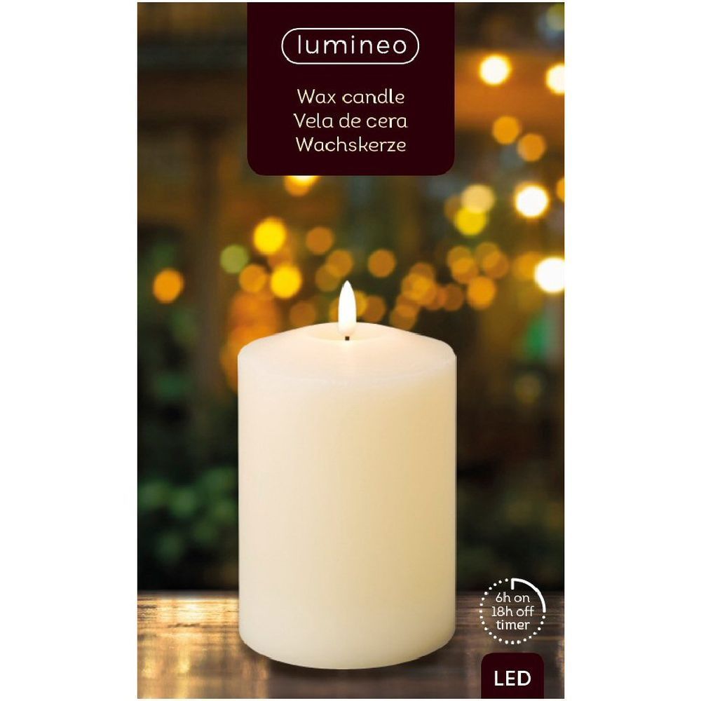 Lumineo 17cm LED Cream Church Wax Candle