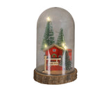 Lumineo 17cm LED Glass Cloche Plywood House Ornament - 481150