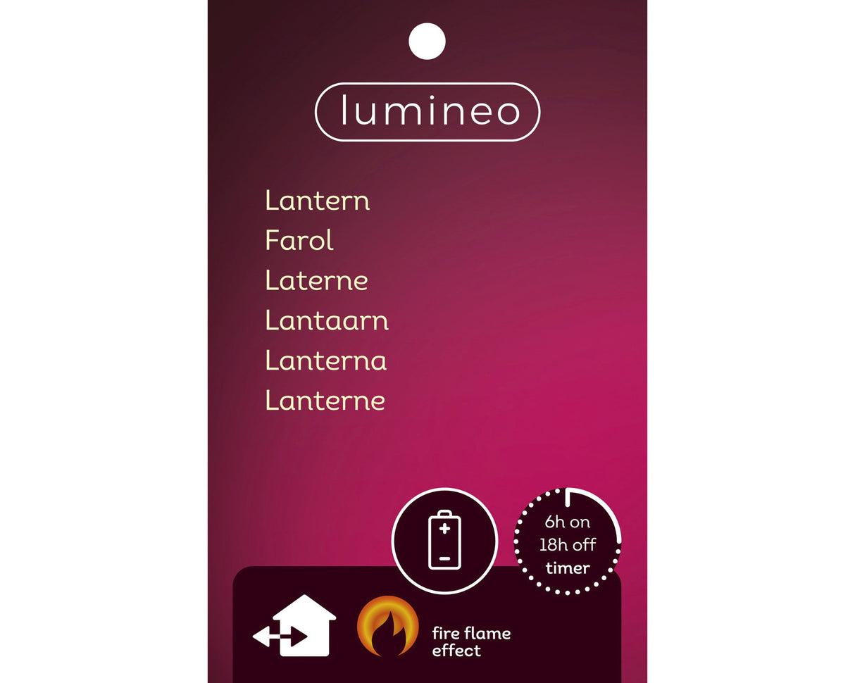 Lumineo 17cm LED Realistic Candle in Lantern - (Choice of 3) - Warm White - 490195