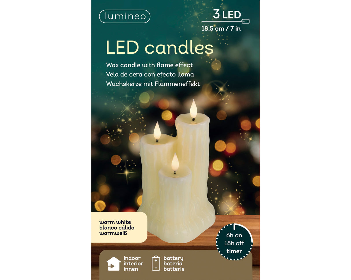 Lumineo 18.5cm LED Realstic Drip Candle - Cream - Warm White - 481704