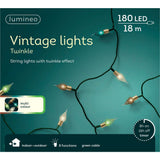 Lumineo 180 LED Vintage Multi Lights 8 Function Outdoor Twinkle Lights