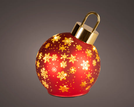 Lumineo 18cm LED Rotating Bauble Decoration - Warm White - Red - 481530