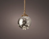 Lumineo 19cm Micro LED Steady Ball Rope Hanging Decoration - Classic Warm - Grey - 489969