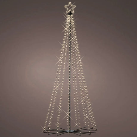 Lumineo 2.4m (8ft) Warm White LED Pre-Lit Iron Frame Cone Tree