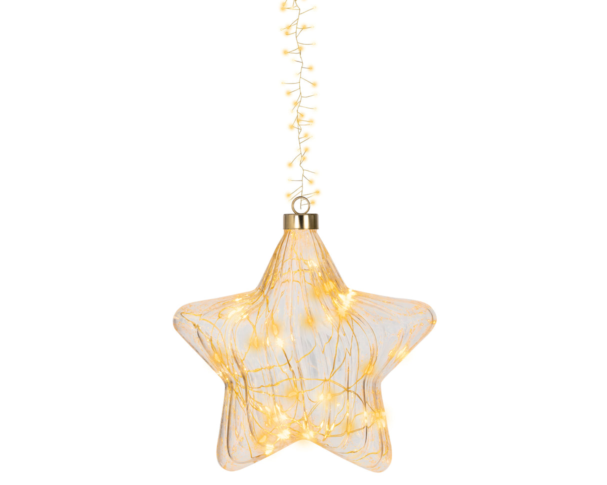 Lumineo 20cm Flashing Micro LED Hanging Star - Warm White/Classic Warm - 480053