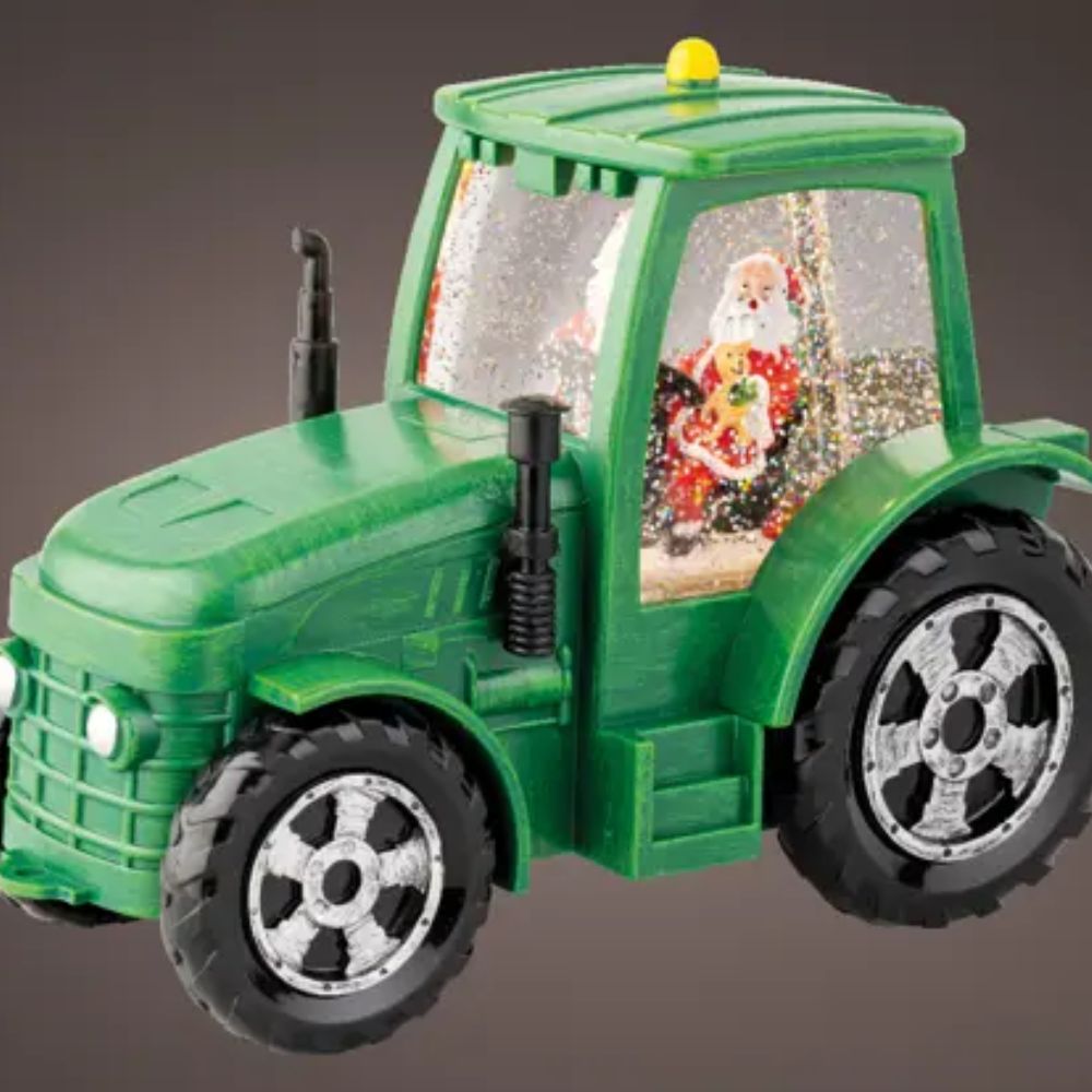 Lumineo 20cm LED Santa Tractor Water Spinner