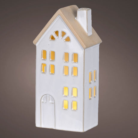 Lumineo 20cm White LED Porcelain House