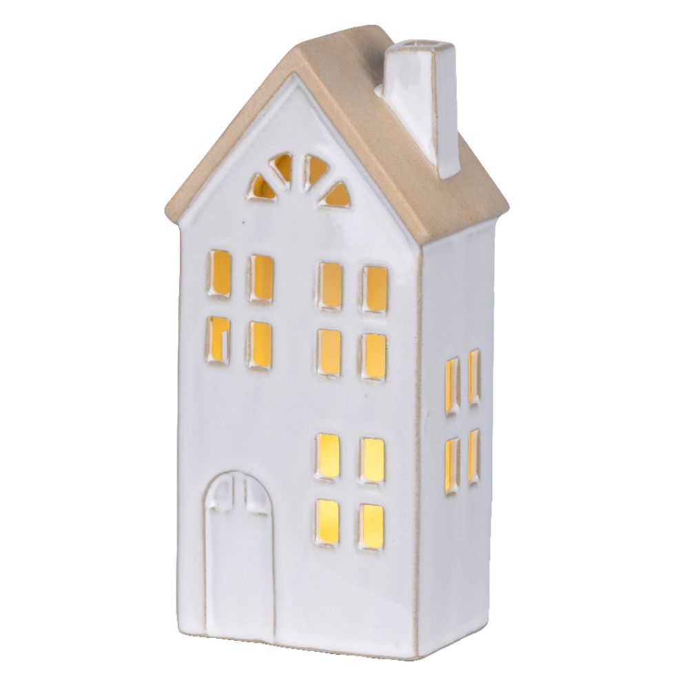 Lumineo 20cm White LED Porcelain House