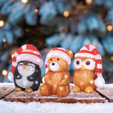 Lumineo 21cm Cool White LED Outdoor Animals – Penguin, Owl, or Bear