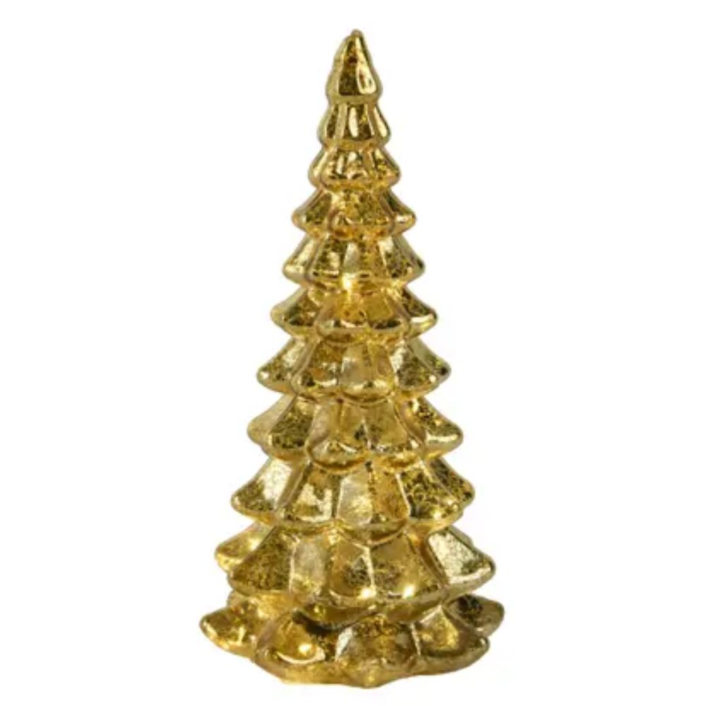 Lumineo 21cm Gold Micro LED Glass Tree