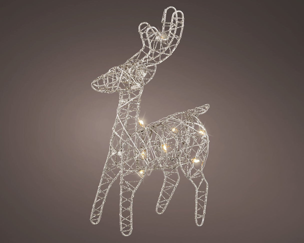 Lumineo 21cm Lit Metal Reindeer Frame - Silver - Warm White - 486680