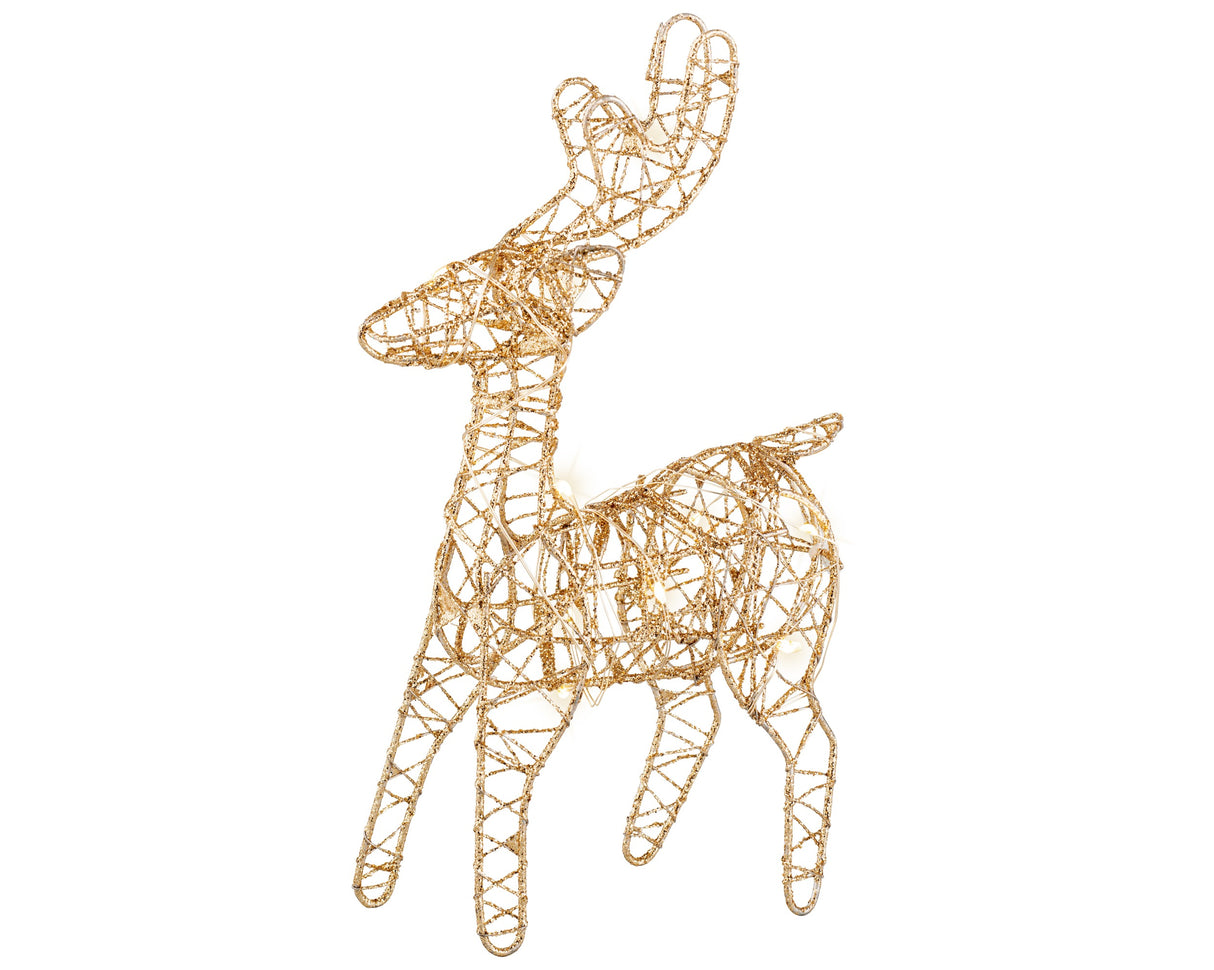 Lumineo 21cm Micro LED Indoor Metal Reindeer Frame - Warm White - Gold