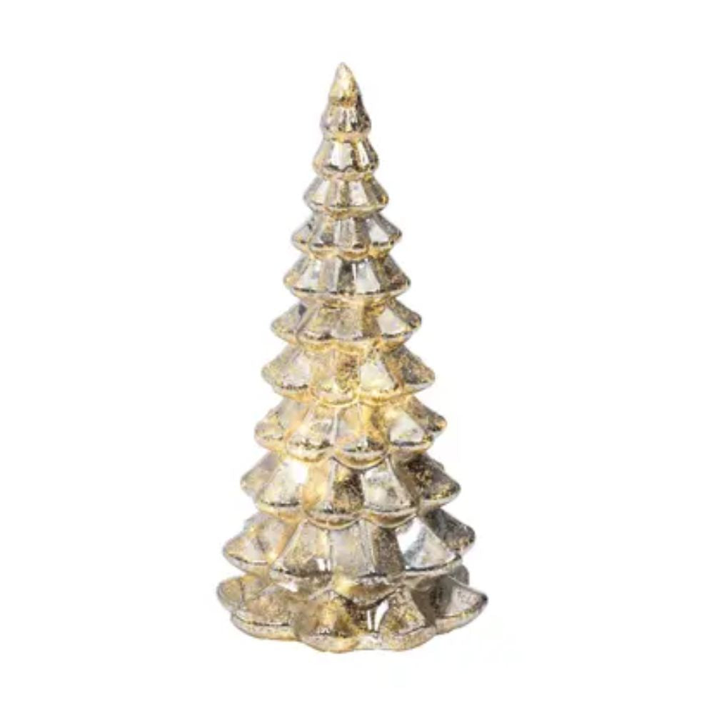 Lumineo 21cm Silver Micro LED Glass Tree