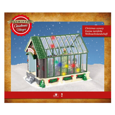 Lumineo 23cm LED Christmas Village Greenhouse Scene