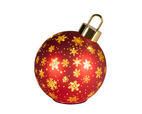 Lumineo 23cm LED Rotating Bauble Decoration - Warm White - Red - 481532